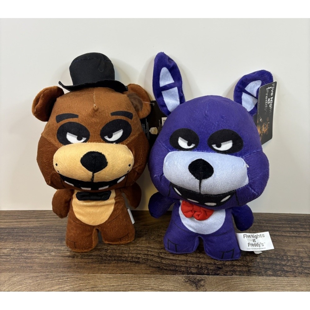 Five Nights At Freddys Freddy Fazbear & Bonnie 10" Plush Set With Tags Big Head